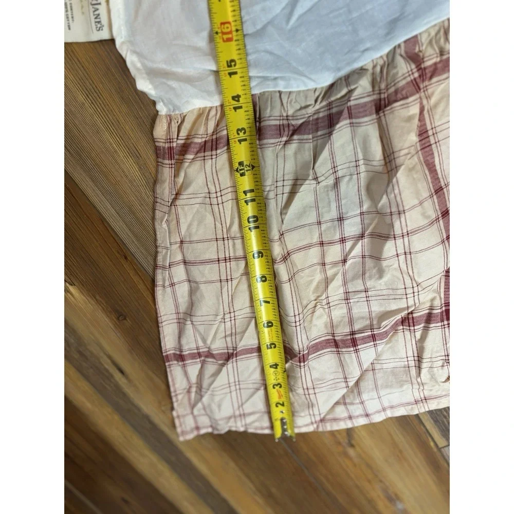 Mary Jane's Home Queen‎ Bed Skirt Red Beige Plaid Country Cottage Farmhouse